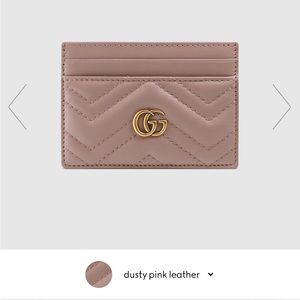Gucci GG Marmont Card Case, Dusty Pink Leather